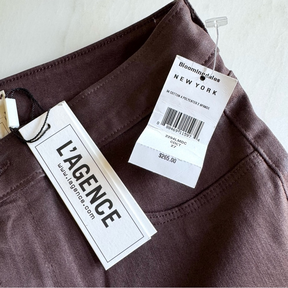 L'AGENCE Margot Coated High-Rise Skinny Jeans Cocoa Sz 27 - Picture 4 of 11